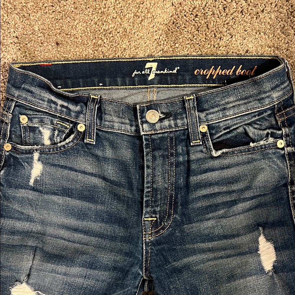 7 For All Mankind Distressed Blue Jeans